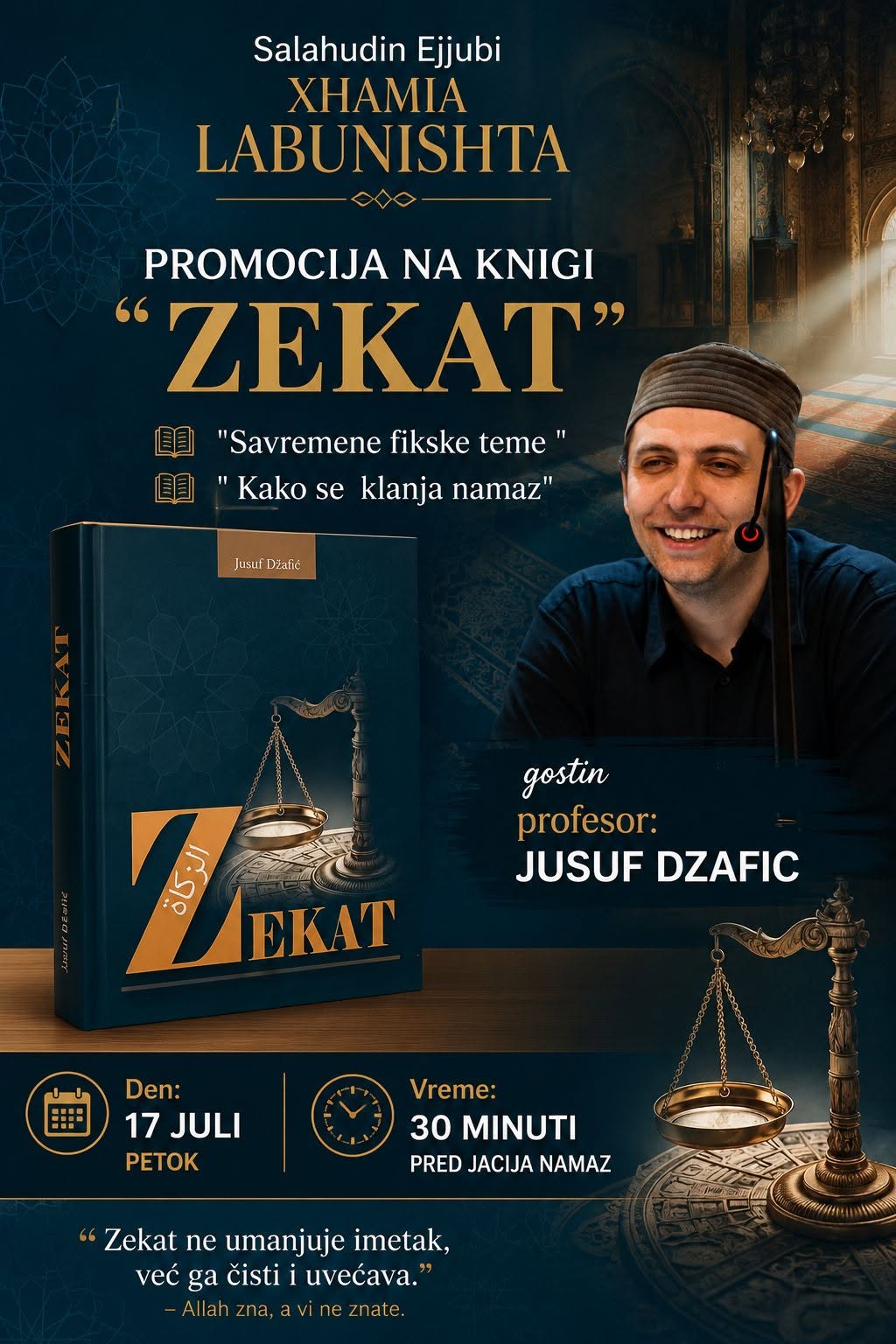 Џамијата „Салахудин Ејјуби“ со покана: Промоција на книгата „Зекат“ во Лабуништа